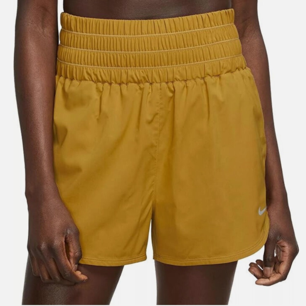 Nike One Women's Dri-FIT Ultra High-Waisted 3" Brief-Lined Shorts Mustard L